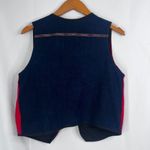 Embroidered Red Navy Vintage Cotton Hippie Western Rodeo Guatamalan Vest Small Photo 1