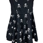 Rock Steady  Dress Size S Black Skull Pin-Up Boned High Waist Circle Skirt Goth Photo 0
