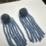 Sugarfix  Blue Beaded Fringe Dangle Pierced Earrings Signed Photo 2