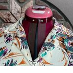 Blouse floral 1970s button up orange green pink bright Size M Photo 5