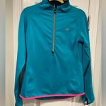 New Balance Size M Turqoise Mock Neck Fleece Half Zip Running Top Thumbholes Photo 0