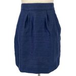 H&M Chambray Blue Pleated Front Mini Skirt Size 6 Business Casual Chic Pockets Photo 1