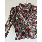 ZARA Floral Button Up V-Neck Top Size Medium Bohemian Feminine Flirty Cottage Photo 2