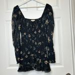 For Love & Lemons Dixon Black‎ Floral Mini Dress Smocked M Black Size M Photo 1