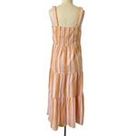 Pink White Orange Striped Tiered Maxi Dress Photo 2