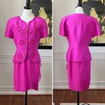 Vintage Constance Saunders Silk Jacket Wrap Skirt Raspberry 10 Pink Photo 0