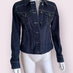 Eddie Bauer Edie Baurer Womens Size Small dark blue/gray Shaped Trucker Button up Denim Jack Photo 0