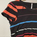 Free People Black & Orange Striped Cropped Oversized Tee Shirt Womens XS Boxy Photo 1