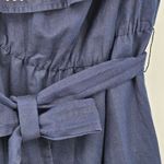 J.Crew  Navy Blue‎ Linen Midi Dress Size M One Shoulder Preppy Summer Sundress Photo 6