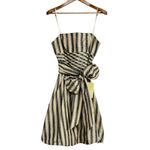 NWT BCBG Strapless Striped Pleated Bubble Sleeveless Dress Size 2 Retail $340 Black Photo 2