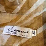iLinen Classic Button Down Shirt Natural Zebra Size XS Tan Photo 5