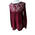 American Eagle NWT, Outfitters Textured Burgundy Tunic Sweater, Back Lace, Sz M Photo 6