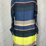 Apiece Apart Long Tunic Top Side Slits Coverup Colorful Striped Navy Blue Size 0 Photo 3