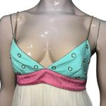 Lauren Moffatt Vintage 90’s Women’s Size 2 Blue Pink Cream Silk Babydoll Dress Photo 4