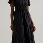 Quince  Black 100% Organic Cotton Poplin Tiered Maxi Dress Sz M Photo 0