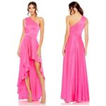 Mac Duggal  One-Shoulder High-Low Satin Gown in Hot Pink Size Large Photo 0
