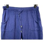 Soft Surroundings Pants Womens XS Petite Blue Linen Blend Pull On Crop Coastal Photo 1
