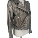 IRO  Luigaspe Leather Metallic Moto Jacket Photo 7