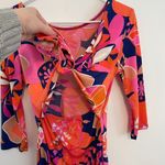 Trina Turk TRINA  Ocean Floral Matte Jersey Tie Back Dress Orange Pink Mini Party Photo 12