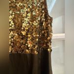 DKNY Vintage Brown & Gold Silk Empire Waist Sequin Mini Dress Size 6 Small S Photo 4