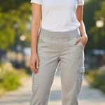 Lee  Easy Fit Cargo Capri Pants Womens Medium Grey Stretch Casual Outdoor Pockets Photo 0