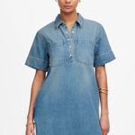Madewell  Denim Popover Dress Robertson Wash Blue Shift Pockets Casual XS NWT Photo 0