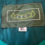 Vintage Leo 100 Silk Teal Green Bomber Jacket Oversized Minimalist Streetwear XL Photo 4