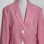 Le Suit  Women's Pink Striped Blazer Size 14 Pink and White Blazer Photo 3
