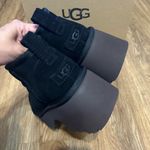 UGG  black suede wool platform heeled ankle boots booties shoes new  Photo 2