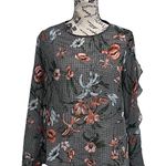 PATPRIMO Floral Sheer Blouse Goth Grunge Moto Biker Dark Coquette Cottegecore M Black Size M Photo 0