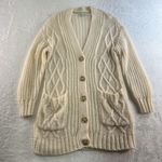 American Eagle  Small Cardigan Sweater Cable Knit Oversized V-Neck Wool Cream Photo 1