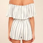 Lulus Lulu’s See ya there striped Off The Shoulder Romper Photo 2