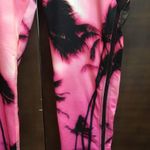 Betsey Johnson Palm Tree and Beach Yoga Capris Legging, Black, Pink, XS, S Photo 4