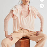 Free People  Terese Top Pink Velvet Size XS Photo 0
