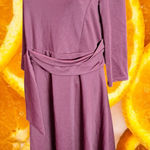 Fenjar Women's Empire Waist Drape Tie Midi‎ Flattering 3/4 Sleeve Dress Size XL Red Photo 0