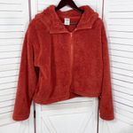PINK - Victoria's Secret Pink Victoria’s Secret Funnel Neck Cropped Teddy Hoodie Jacket Rust Orange Small Photo 8