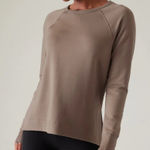 Athleta Coaster Luxe Recover Sweatshirt Womens Large Purple Taupe Pullover Photo 0