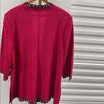 Misook  Plus Size 3/4-sleeve Tweed Trim Jacket In Rhubarb Black Photo 2