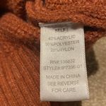 BiBi Knit Texture Contrast Crochet Stripe Brick Sweater Leopard Cuff S Red Photo 5