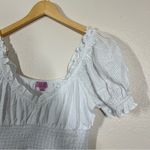 Francesca's Francesca’s White Cidney Smocked Waist Mini Dress Photo 2
