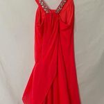 Hailey Logan  Neon Orange Prom Dress Womens 4 Short Draped Barbie Mini Rhinestone Photo 6