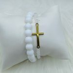 Stainless Steel Cross beaded White Theme Bracelets Photo 5