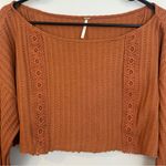 Free People  Cropped Thermal Waffle Lace Orange/Brown Long Sleeve Top Size XS Photo 1