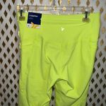 Old Navy NWT ankle leggings 7/8 cut neon yellow fluorescent rave pants powersoft Photo 3