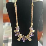 White House | Black Market White House, Black Market Gold and Purple Floral statement Necklace Photo 0