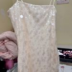 Edikted  Ibiza Sequin Minidress Size Large Cream White Photo 5