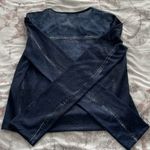 ZARA NWT denim print navy blue long sleeve top blouse, size S unique boho Photo 7