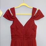 Azazie  Deep Red (Burgundy) Maxi Pleated V-Neck Gown Size A6 Photo 9