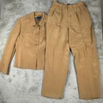 Charter Club  Silk Pant Suit Set Career Business Interview Tan‎ Size 12 Photo 0