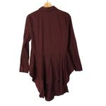 a.n.a  Burgundy Red High Low Button Down Long Sleeve M Photo 2